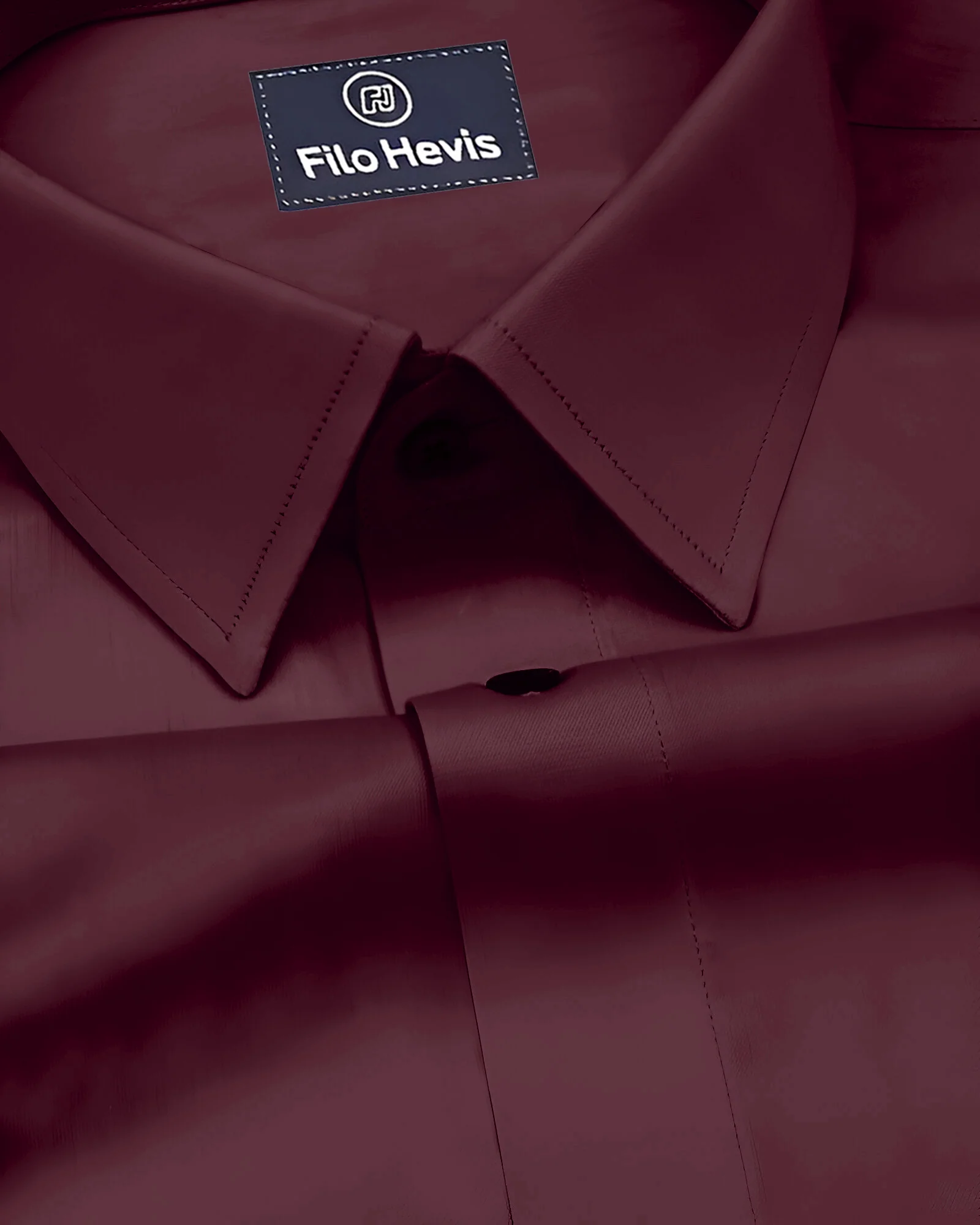 PLATINUM COTTON SATIN FORMAL SHIRT FOR MEN (Single Pocket)-Wine - Image 3